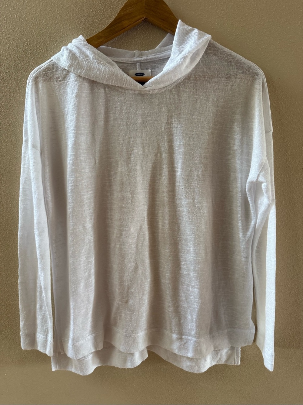 Old Navy White Lightweight Hooded Long-Sleeve Top